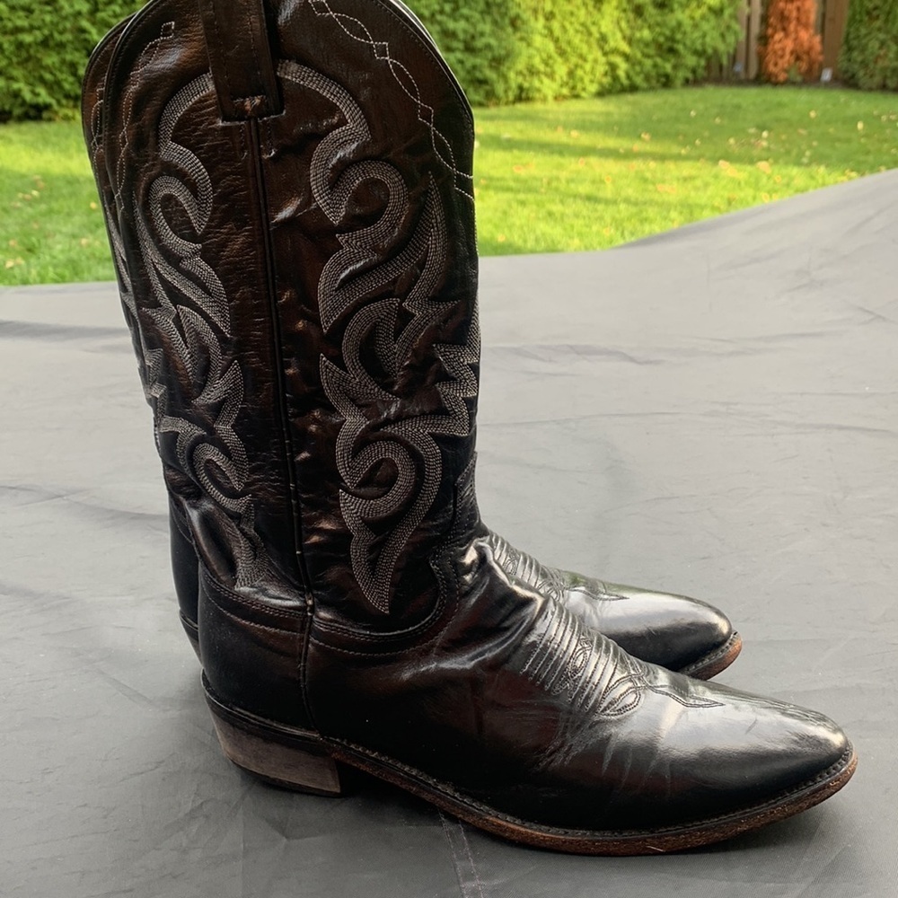 DAN POST Men’s Western Cowboy  Black Leather Boots size 10.5 - Picture 13 of 15